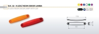 Parmak Lamba Side Marker ( Dekor Tip ) Kisa 9 Ledli Neon Kirmizi 12/24V LUMEN BK-32 K