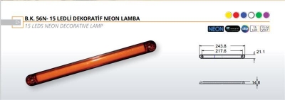 Parmak Lamba Side Marker 12 Ledli Neon Mavi 12V/24V LUMEN BK-56N M