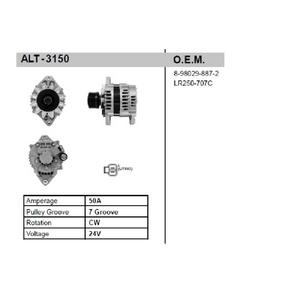 ALTER. 24V. 80A ISUZU NLR/NPR VAKUMSUZ 2013 WUT.ALT.3151 WUT.1101.0468