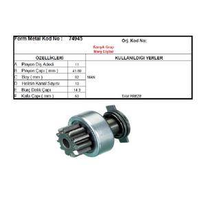 MARŞ DİŞLİSİ 11 DİŞ ISKRA TİPİ JCB YM BEKO LOADER 74945