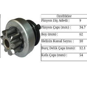 MARŞ DİŞLİSİ 9D BOSCH TİPİ (0838) LOMBARDINI 672,673,674 - IVECO DAILY ATLAS COPCO 218 SERİSİ LETRİKA YERİNE 74903