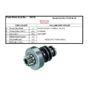 MARŞ DİŞLİSİ 9D PAL TİPİ (0831) SKODA FAVORIT,FELICIA-FORMEN OTOMOBİL KAMYONET CCW TERS DÖNÜŞ 74770