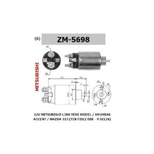 MARŞ OTOM. MITSUBISHI TİP 12V MİTSUBISHİ L300-HYUNDAİACCENT-YM.TEK FİŞLİ DODGE-MAZDA-NİSSAN FORKLİFT ZM-5698