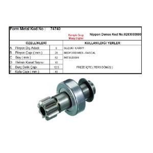 MARŞ DİŞLİSİ 8D-10K>NİPPON DENSO TİPİ TERS DÖNÜŞ CCW SUZUKI CARRY/BEDFORD SUZUKİ MARUTİ 74740