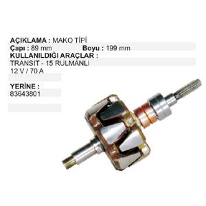ROTOR 12V VAKUMLU TİP > TRANSIT T15 190 RULMANLI MAKO-83643801
