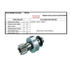MARŞ DİŞLİSİ N.DENSO TIPI 8D SUZUKI CARRY / MARUTI (951) CCW TERS DÖNÜŞ 74739
