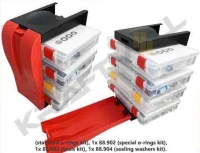 Organizer Kit 1×88.901 (Standard O-Rings Kit)  1×88.902 (Special O-Rings Kit)  1×88.903 (Tools Kit)  1×88.904 (Sealing Washers Kit). KRAFTVOLL 19013084