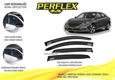 Cam Ruzgarligi Mugen Tip 4 Parca Honda Civic Dynamic 2016-> PERFLEX PD4-HD16