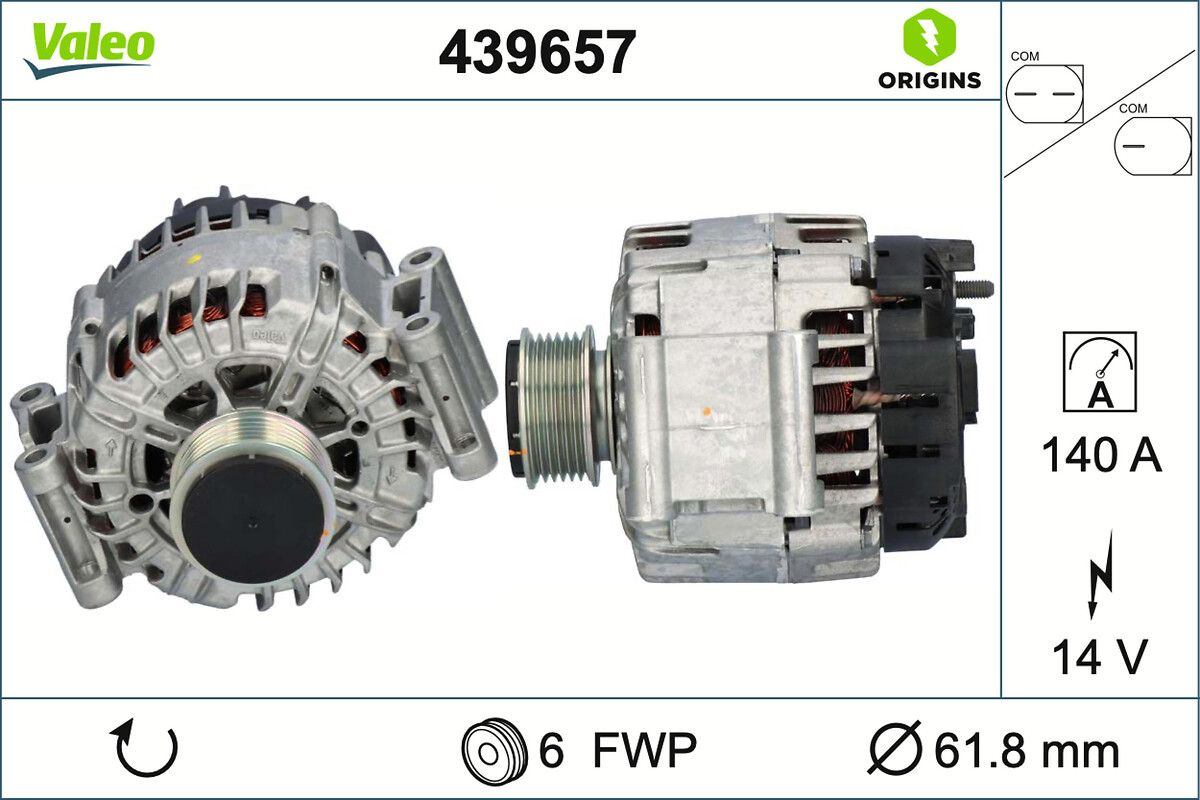 Alternator 12V 140A Audi A4 A5 | VALEO 439657 | OEM 06E903016Q 06E903016Q 06E903016QX 06E903016QX