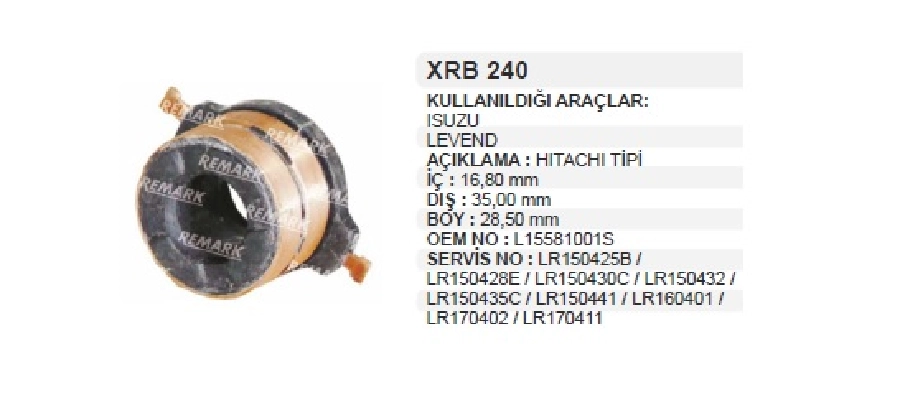 Rotor Bakırı Hitachi Isuzu, Levend İç Delik:17mm Dış ÇAP:35mm BOY:27mm | OEM XRB240