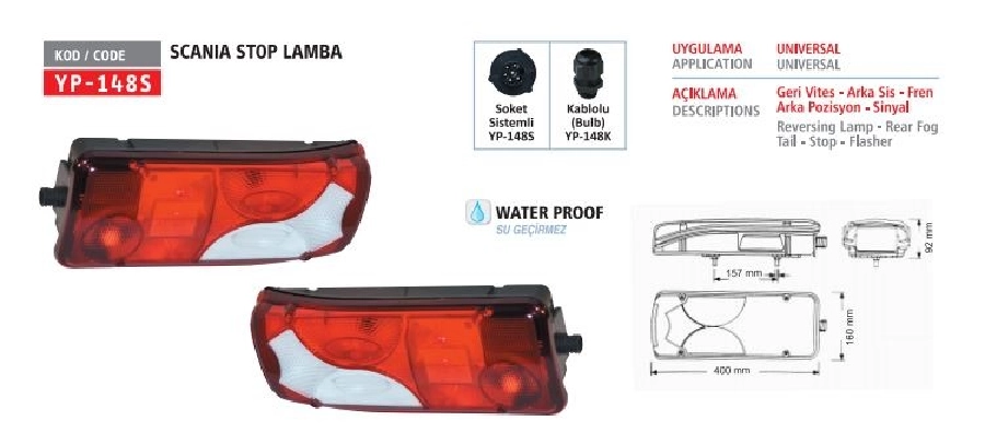 Scania Stop Lamba Sol | OEM YP148SL