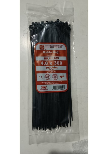 Pemsan 4.8X300 Kablo Bağı Siyah
