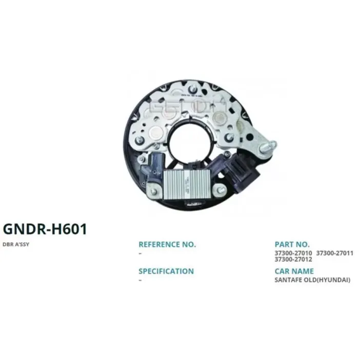 Alternator Diot Tablasi 12V Hyundai Elentra - Santa Fe 2.0 Crdi (Rectifier+Regulator) (Uwa-3690) | GENON GNDR-H601 | OEM 37300-27013