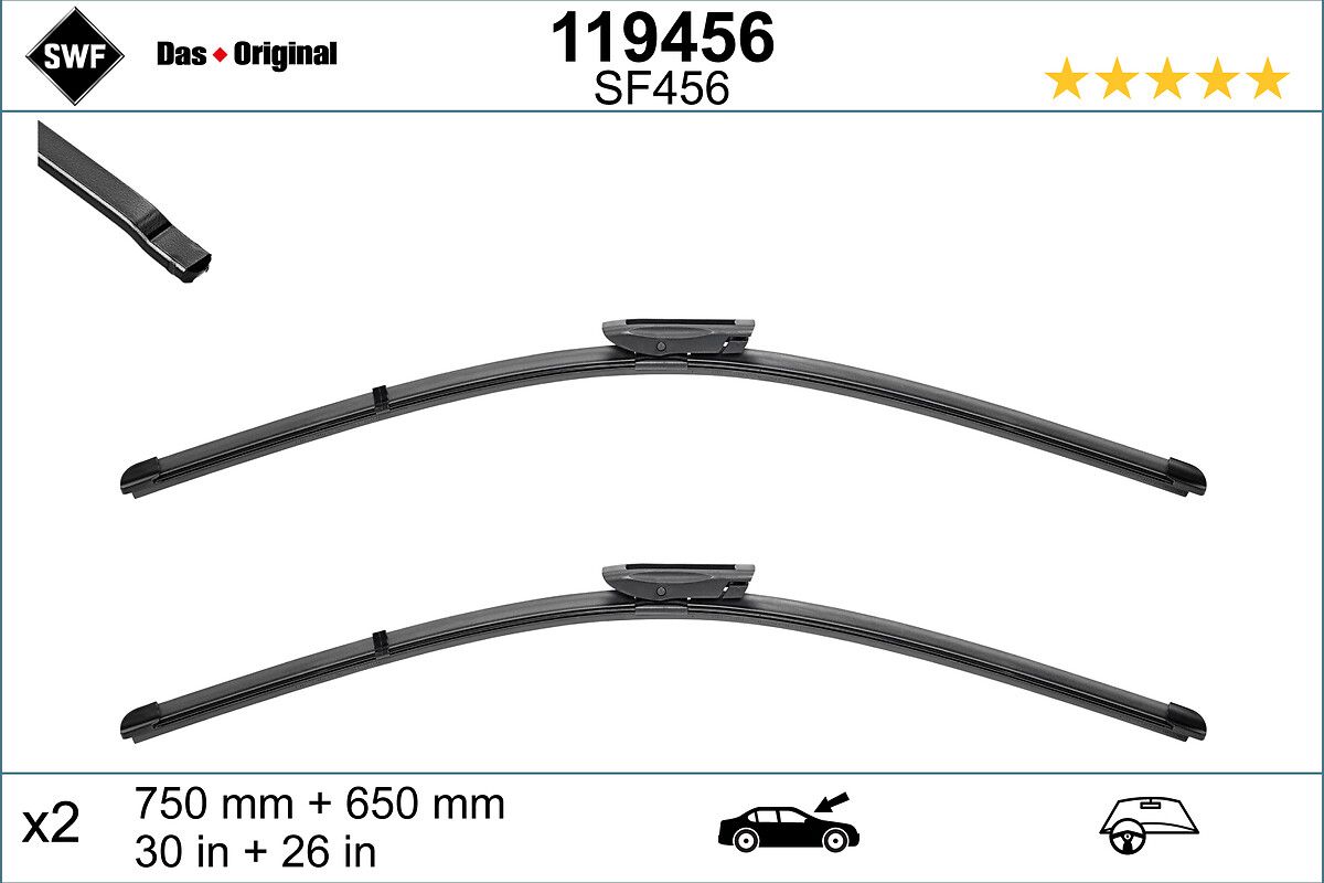 Silecek Supurgesi (X2) Scenic 3 (750+650) / (Swf) | VALEO 119456 | OEM 288901421R 288901421R 288902484R 288902484R