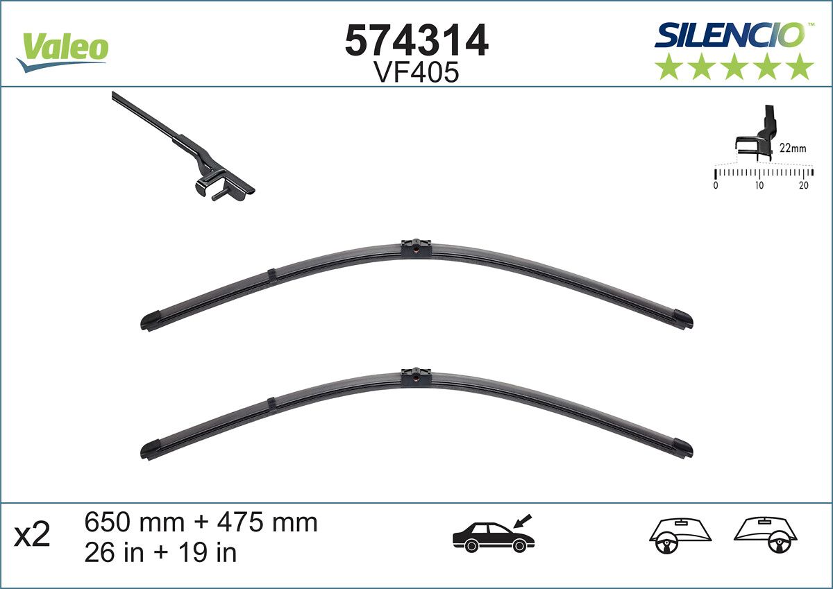 On Silecek Supurgesi (X2) / (Muz Tipi) Focus II 03>08 C Max 04>10 Olcu: 650 / 475MM | VALEO 574314