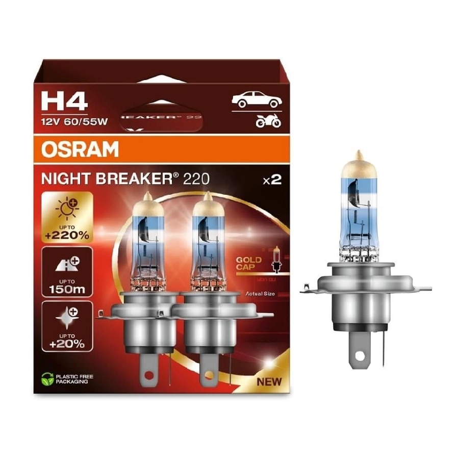 Ampul 12V H4 Nıght Breaker %220 Fazla Işık | OEM 64193NB220