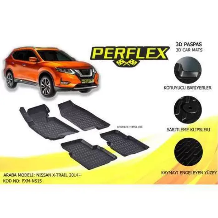 Paspas 3D Havuzlu 10-Mat Nissan 10-Trail 2014-> | PERFLEX PXM-NS15