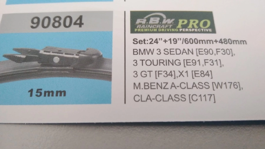 Silgi Paleti (2 Adet) 600 ve 480mm Muz - BMW 3 Series Sedan [E90, F30] (2009) 3 Series Gt [F34] (20 - 90 | OEM RB2218