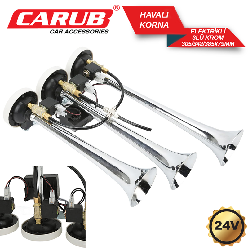 Carub 24V 3LÜ Havalı Elektrikli Korna