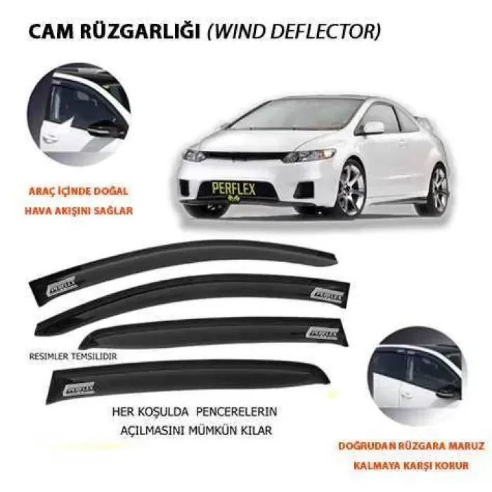 Cam Ruzgarligi Mugen Tip 4 Parça Honda Civic Dynamic 2001-2005 | PERFLEX PD4-HD07
