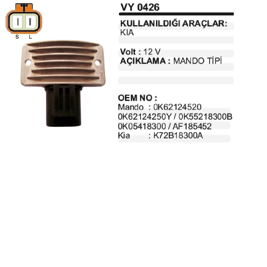 Konjektör Mando 12V Kia Besta, Hıgh Besta | OEM VY0426