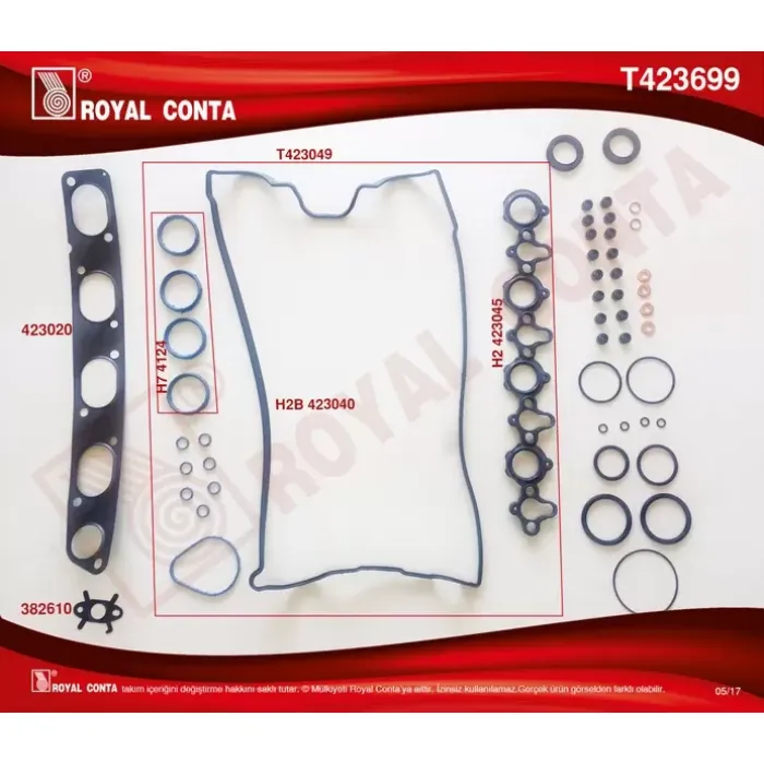 Ust Takim Contasi (Yarim) Skt Keceli Reinz Subap Lastikli Silindir Kapaksiz Master 2,2 / 2,5DCI | ROYAL T423699 | OEM 7701477813