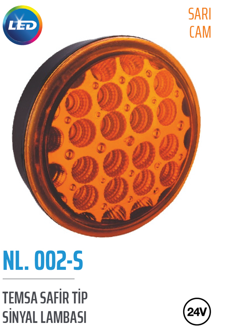 Temsa Safir Tip Sinyal Lambası Sarı Camlı 24 Volt