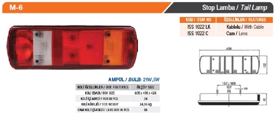 M-6 Stop Lamba Camı | OEM 1022C