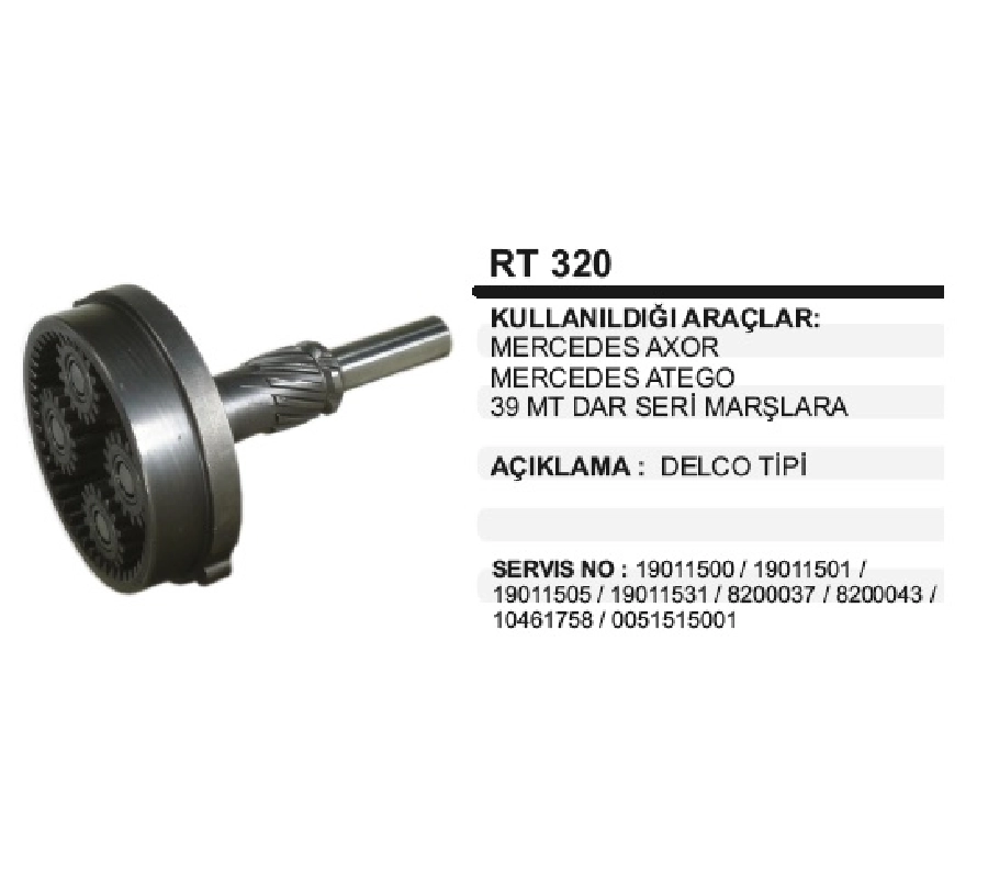 Rediksiyon Tm Takımı 39MT Dar Serisi Marşlarda Mercedes Axor, Atego | OEM RT320