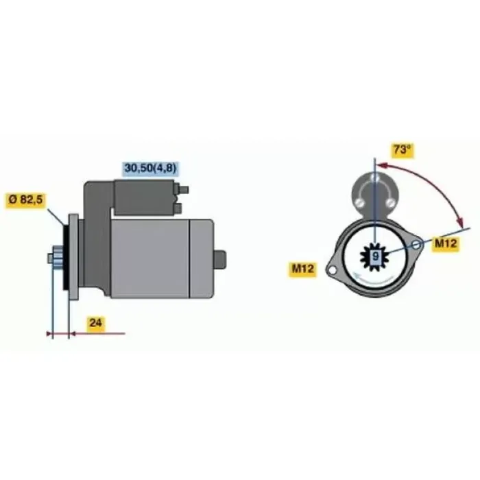 Mars Motoru (12V 2KW 9 Dis) Mercedes Sprinter 06>09 Crafter 2,5 06>16 Bjj Bjk Bjl Bjm | LUCAS LES0421 | OEM A6461510101 076911023A