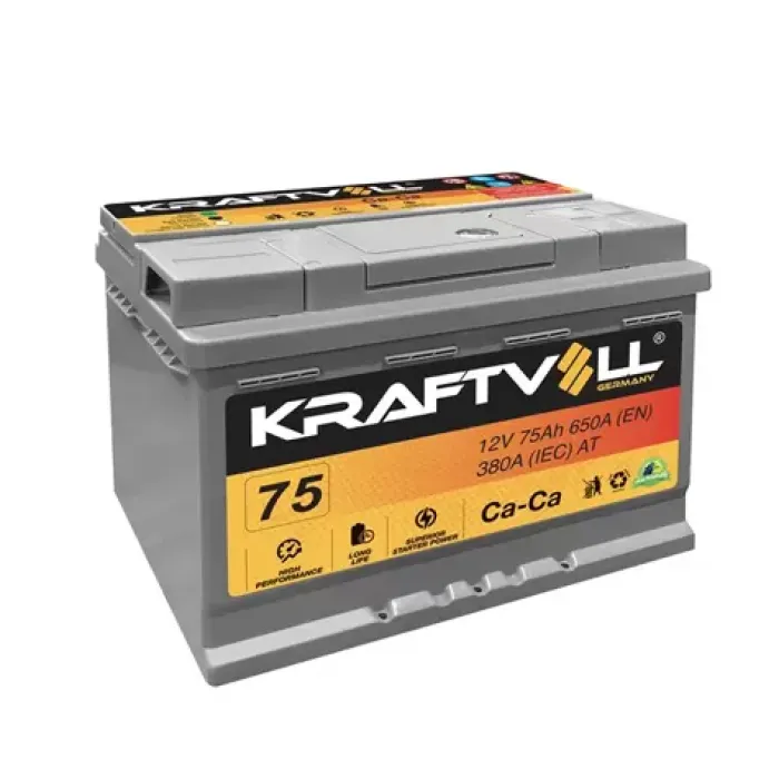 Aku 12V 75 Ah L3 (278×175×190) Tam Kapali Tirnaksiz | KRAFTVOLL 18010013 | OEM 55176508