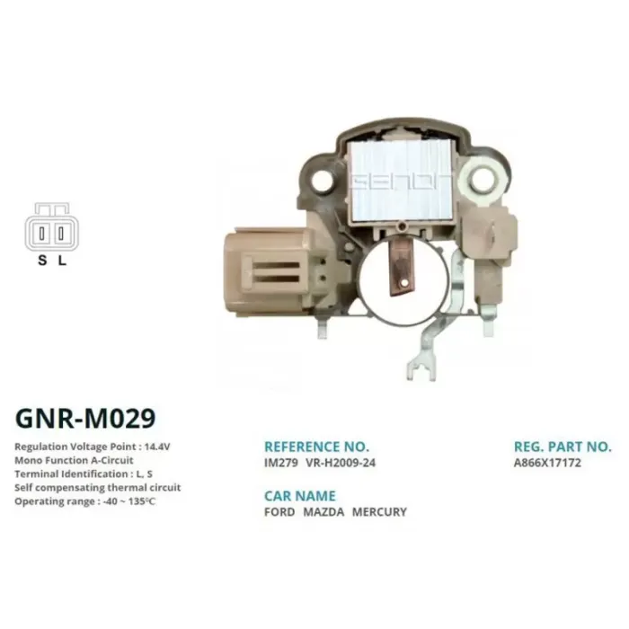 Alternator Konjektor Mitsubishi Tip 12V Mazda 323 (90-96 Model) 28MM (L, S) | GENON GNR-M029 | OEM VR-H2009-24 IM279 A866X17172