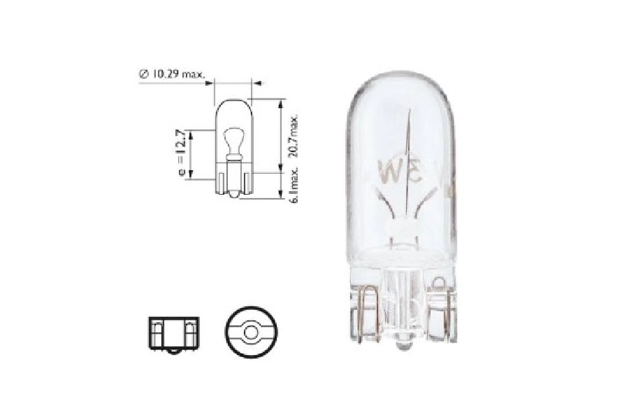 Ampul 12V 3W Büyük Dipsiz T10 | OEM 17097(3000)