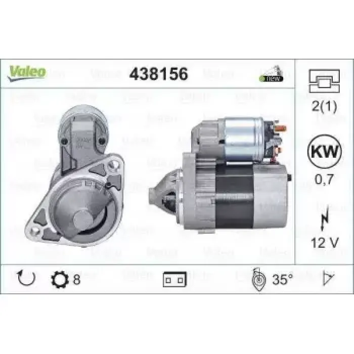 Mars Motoru 12V 8 Dis 0,7KW Micra (K11 / K12) Note 1,0 / 1,2 / 1,4 16V 00 03 | VALEO 438156 | OEM 233001F770 233001F770 233001F771 233001F772 233001F771 233001F772