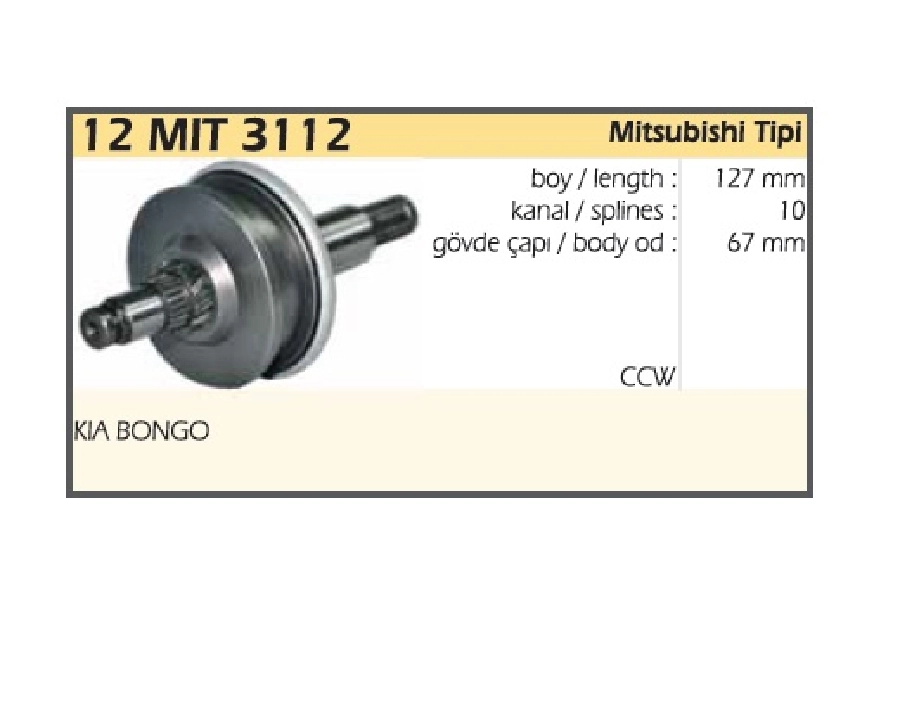 Marş Dişlisi CCW Ters Dönüş Mitsubishi Tipi Kia Bongo 2700 | OEM 12MIT3112