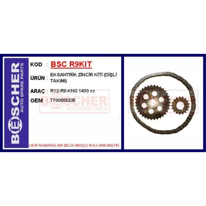 Eksantrik Zincir Kiti R12-R9-Kng 1400 Cc (Disli Takimi) | BSC R9KIT | OEM 7700655335 7701460489