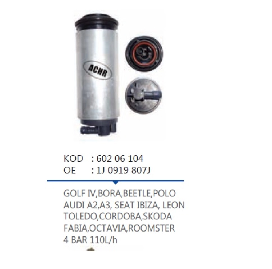 Yakıt Pompası - Golf 4, Bora, Beetle, Polo-Audi A2, A3 4 Bar 110L/h Seat Ibiza, Leon, Toledo, Cordoba- 1 | OEM 60206104