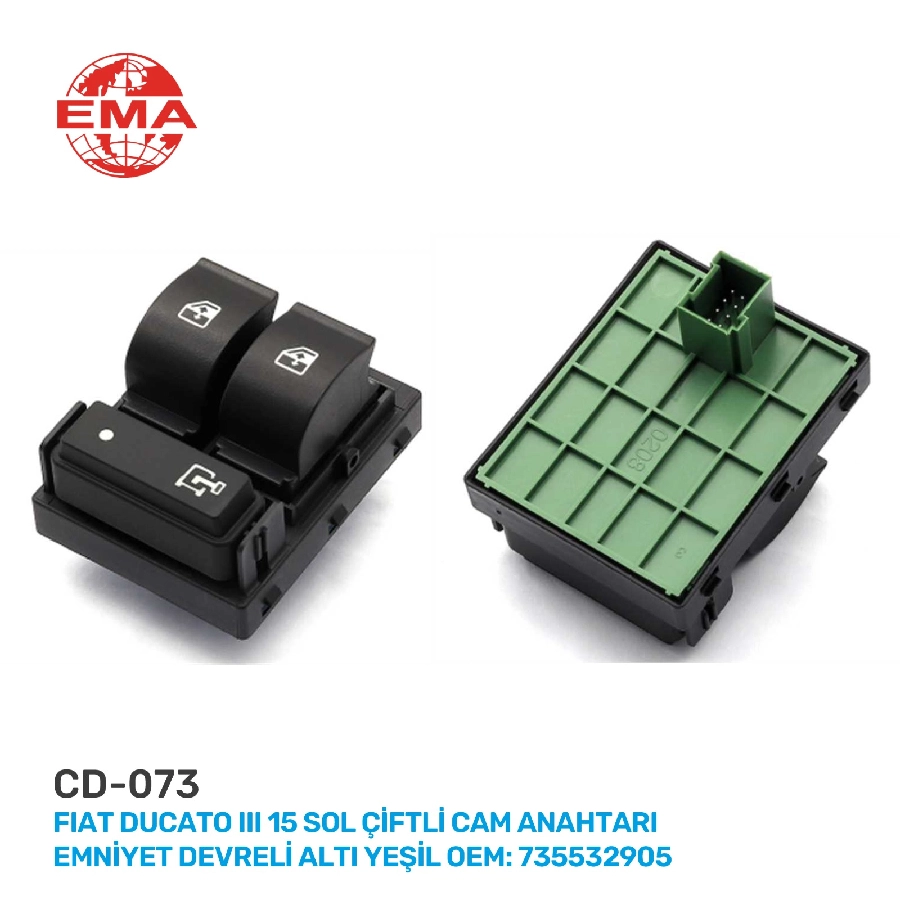 Fiat Ducato 3 15 Sol Çiftli Cam Anah. Emniyet Devreli Altı Yeşil 8Lİ 735532905 | OEM CD073