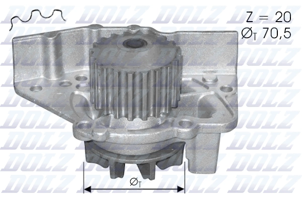 Devirdaim Su Pompasi Expert Jumpy Scudo P406 P306 Xsara P806 Evasion Partner Berlingo XUD9 (96 00) Çap:70.5MM | DOLZ C119 | OEM 1201A8