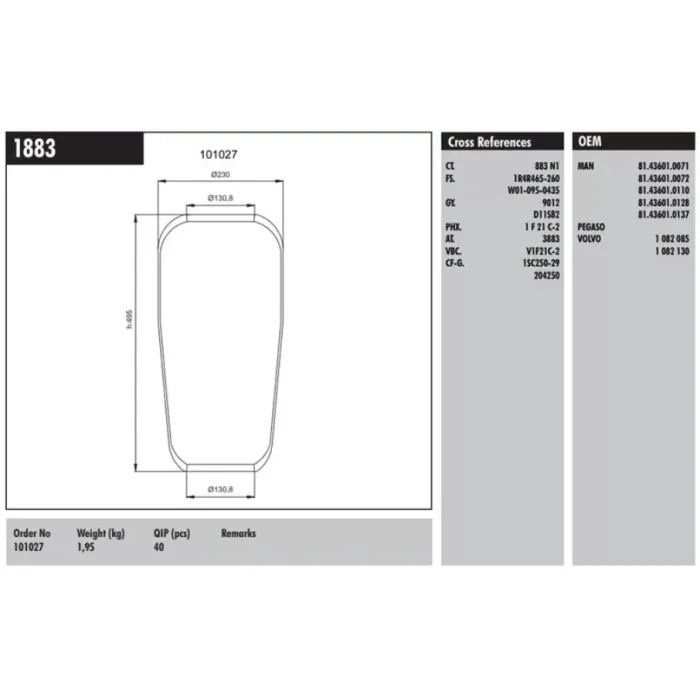 Roll Koruk MAN Volvo | CONNECT M 1883 | OEM 100027