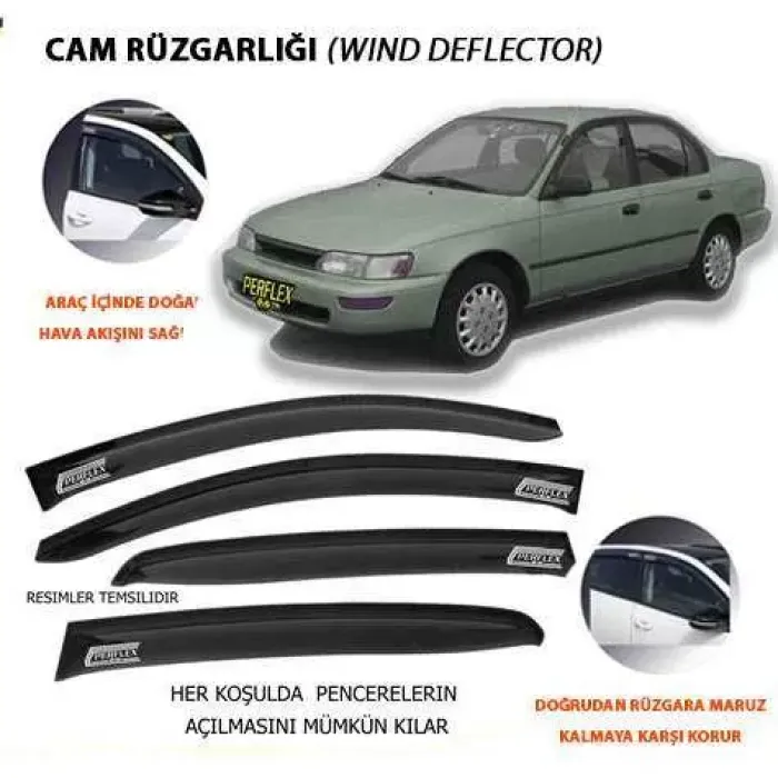 Cam Ruzgarligi Mugen Tip 4 Parça Toyota Corolla Dynamic 1992-1998 AE101 Kasa | PERFLEX PD4-TY06