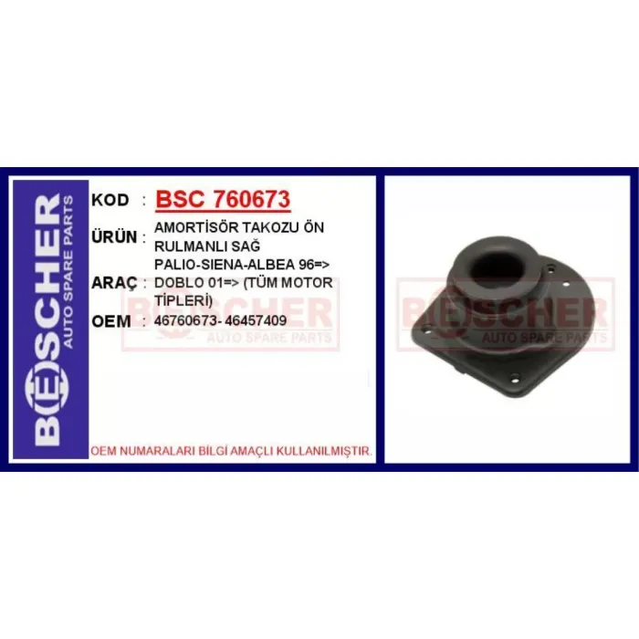 Amortisor Takozu On Sag - Rulmanli Palio-Siena-Albea 96--> Doblo 01--> | BSC 760673 | OEM 46760673-46457409
