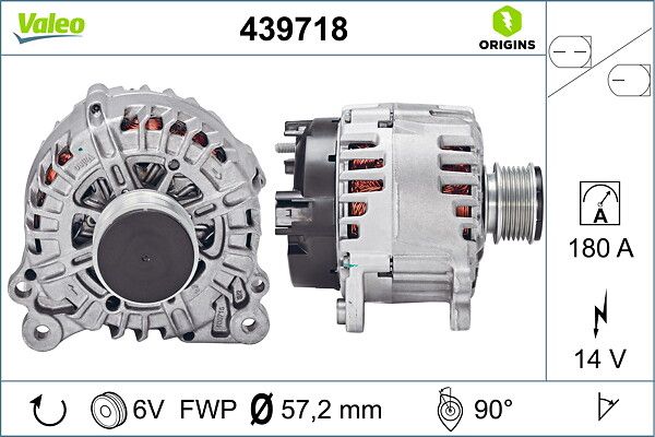 Alternator 14V 180A Golf VI Passat Sharan Super B Alhambra 10>15 | VALEO 439718 | OEM 03L903023B 03L903023B 03L903023D 03L903023D