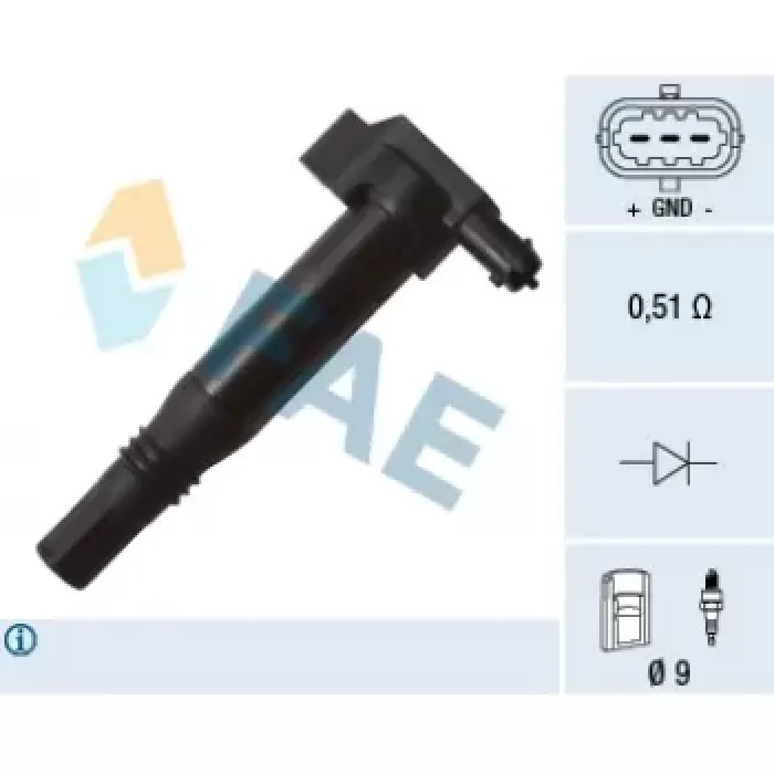 Atesleme Bobini P301 P2008 P308 P108 P208 C Elysee C4 Picasso C1 (B4) DS3 C3 3 Ebo / EB2 / EB2M (1,2 12V) Corsa F Crossland 10 | FAE 80273 | OEM 9671214580