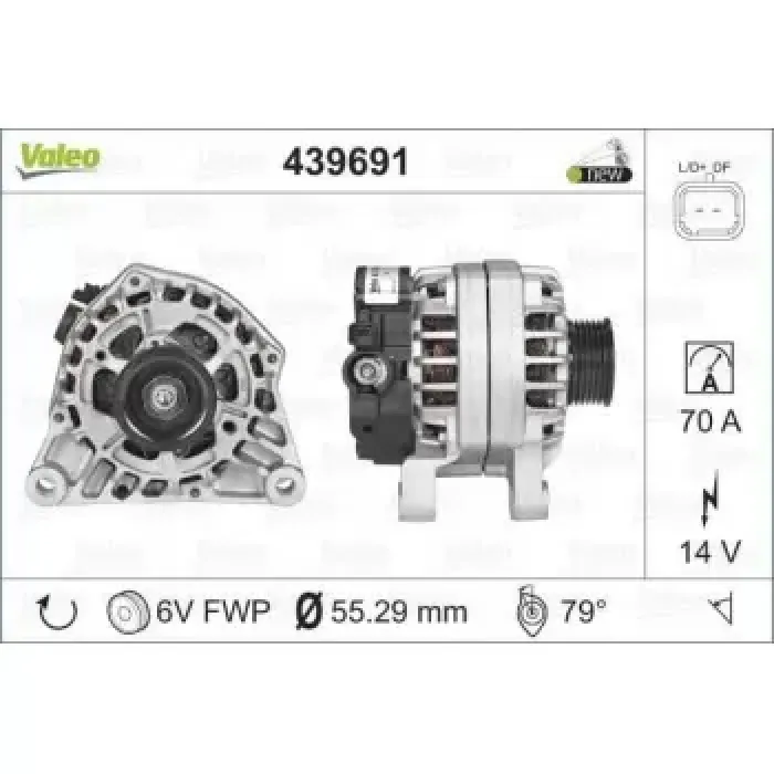 Alternator Partner Tepee Partner II Berlingo III Berlingo II Xsara II TU5JP4 (1,6 16V) Partner II Berlingo II DW8B (1,9 Dizel) P206+ (T3E) Nemo Bipper TU3AES 206 Gti 14V 70A Klimasiz | VALEO 439691 | OEM 27060YV010 27060YV010 5702C7 5702E4 5702C7