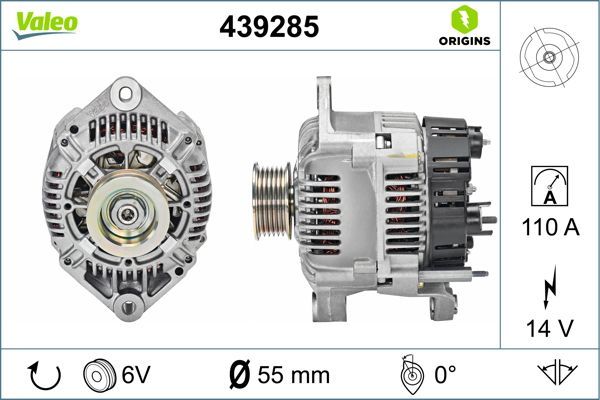 Alternator 12V 110A Laguna Megane 1,8 / 1,9 / 2,0 | VALEO 439285 | OEM 7700436625 7700436625 7701499605 7701499605