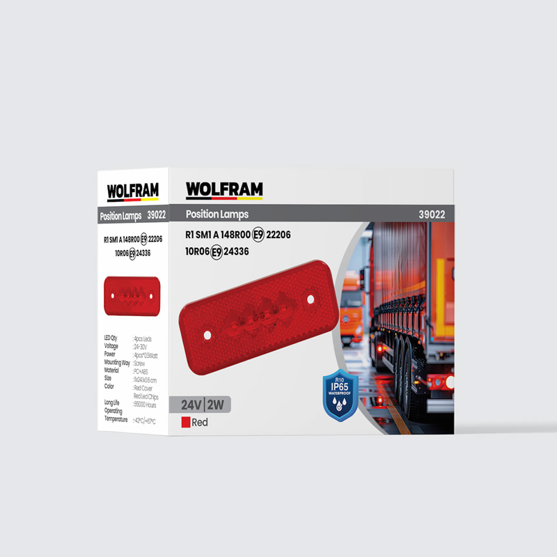 Wolfram Side Marker Kırmızı (E) Belgeli 24V 2W