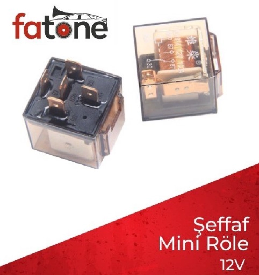 Röle 12V 5 Uçlu 40A Çp Silikonlu Şeffaf LED'li Mini | OEM FATO-RL001