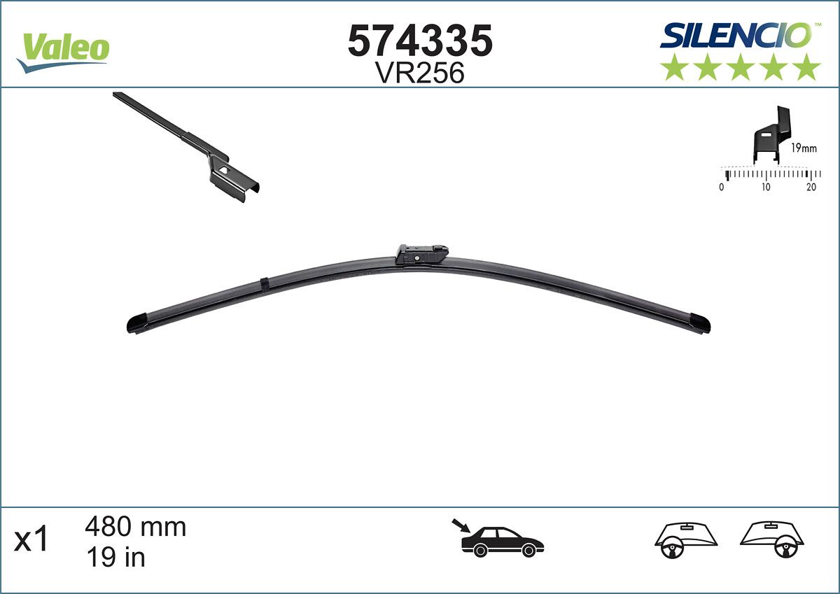 Valeo Silencio X Trm Flat Blade VM256 (X1) / (480 MM) / (Arka) Ford Mondeo 3 06 / 07> | VALEO 574335 | OEM 1462908