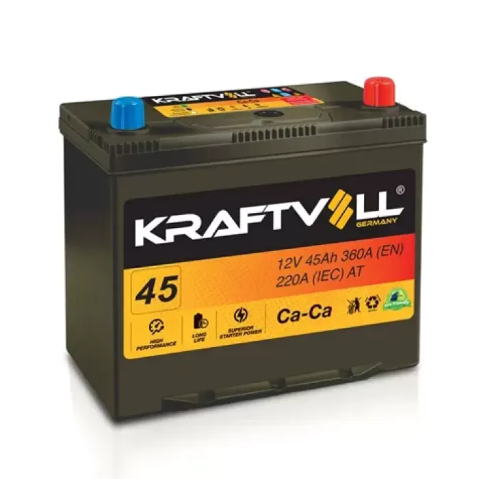 Aku 12V 45 Ah NS60 (238X129X227) Dar Tam Kapali Ters | KRAFTVOLL 18010004